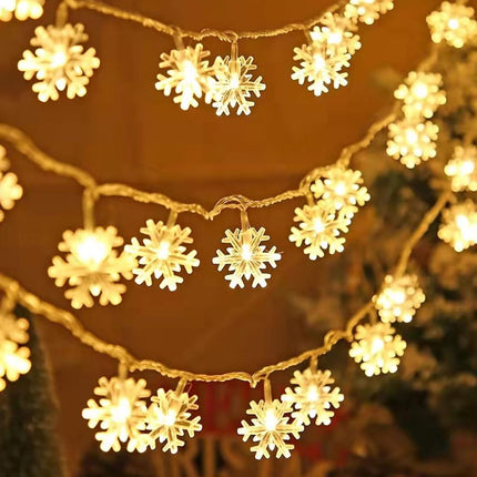 Dazzle Bright Christmas Snowflakes String Lights, 100 LED 49FT Waterproof Christmas Lights Plug in with 8 Modes for Indoor Outdoor Holiday Wedding Party Xmas Tree Garden Decorations (Warm White)
