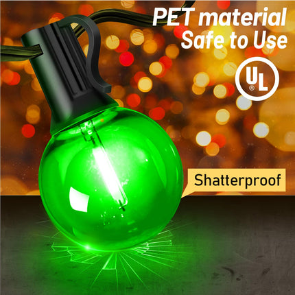 KNO 200Ft LED Christmas String Lights Outdoor, 100 Red and Green G40 Globe Bulbs Waterproof Shatterproof Hanging Light for Christmas Carnival Party Decoration