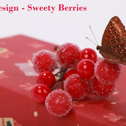 Frosted Red Berry Stems, 20 Pack 7.5“ Artificial Snowy Red Berry Picks Red Holly Berries for Christmas Tree Decor, DIY Wreaths, Crafts, Candle Rings, Garland, Wrapping
