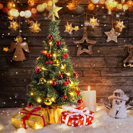 6 Inches Glittered Mini Star Christmas Tree Topper Star Treetop for Holiday Small Christmas Tree Ornaments, Gold and Red (2 Pack)