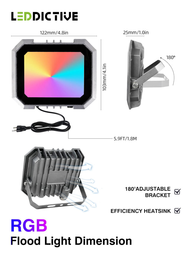4 Pack RGB LED Flood Light 30W Eqv 300W, Outdoor Flood Lights with 4 Remote, IP66 Waterproof Outdoor Light for Christmas Party Stage Uplight Wall Wash