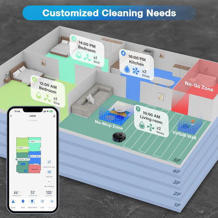 Tikom Robot Vacuum And Mop Combo With Lidar Navigation, L9000 Robotic Vacuum Cleaner With 4000Pa Suction,150Min Max, 14 Nogo Zones, Smart Mapping, Good For Pet Hair, Carpet, Hard Floor