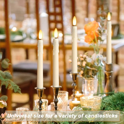 Battery Operated LED Window Candles with Remote Timer, 8 Inches Ivory Flameless Taper Flickering Candles, Removable Black Candlesticks and Suction Cups, Holiday, Home Decor, 4 Pack