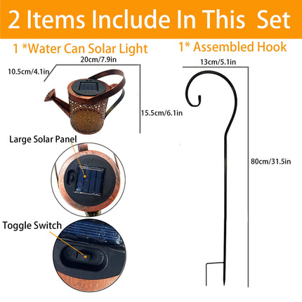Solar Lanterns Outdoor Waterproof,Metal Watering Can Garden Decor,Hanging Solar Path Lights Yard Art,Outside Patio Decorations Gardening Birthday s for Mom Grandma Women,with Hook,Large