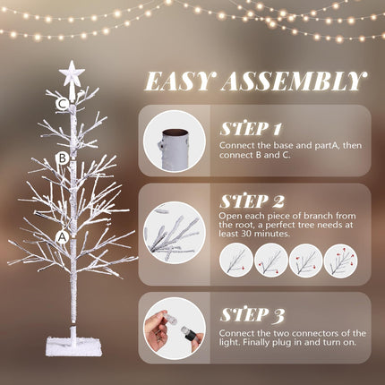 VINGLI 4ft Pre-lit Artificial Lighted Christmas Tree with 80 Warm White Lights,Star Topper, Xmas Tree Holiday Party Decorations with Sturdy Metal Stand