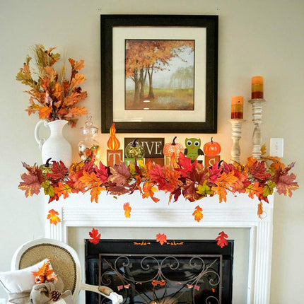 Artiflr 2 Pack Fall Maple Garland Clearance, 5.9Feet/Strand Hanging Vine Maple Leaf Garland Artificial Autumn Foliage Garland Thanksgiving Decor for Home Wedding Fireplace Party Christmas