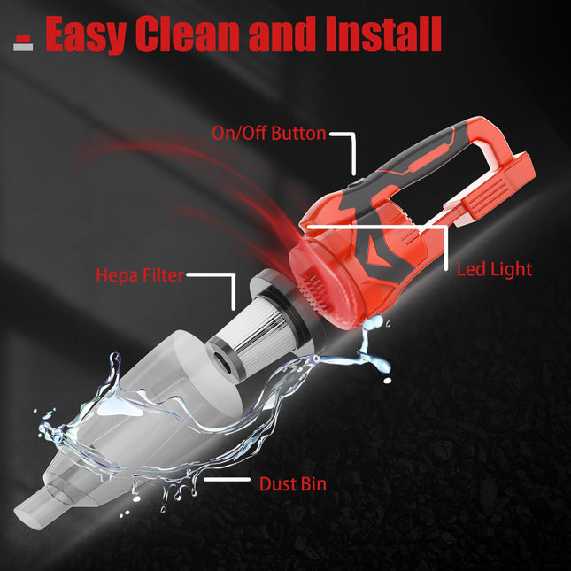 200W Handheld Vacuum Cordless For Milwaukee 18V Max Battery, Lightweight Handheld Vacuum With 8Kpa Strong Suction, For Pet Hair Keyboard Dust Office Car And Home Cleaningbattery Not Included