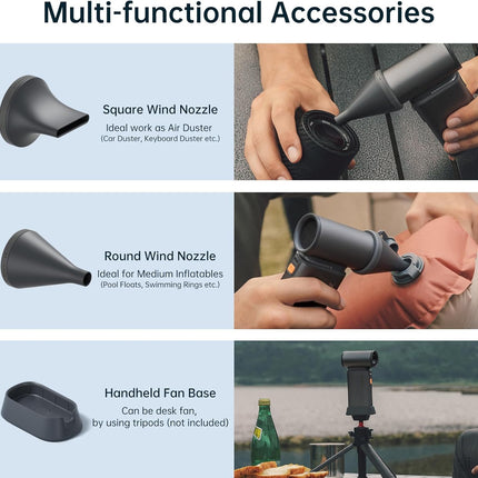 Jisulife Portable Handheld Turbo Fan, 100 Speeds Adjustable Mini Personal Fan, 9000Mah Usb Rechargeable Fan Battery Operated, Led