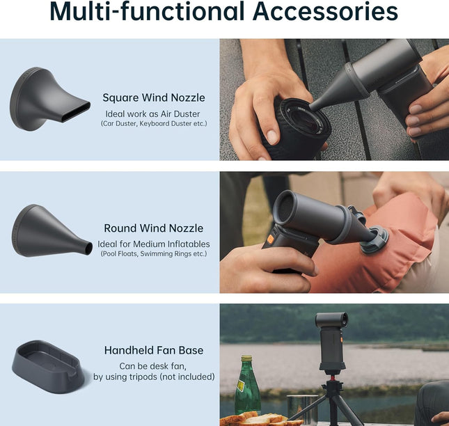 Jisulife Portable Handheld Turbo Fan, 100 Speeds Adjustable Mini Personal Fan, 9000Mah Usb Rechargeable Fan Battery Operated, Led