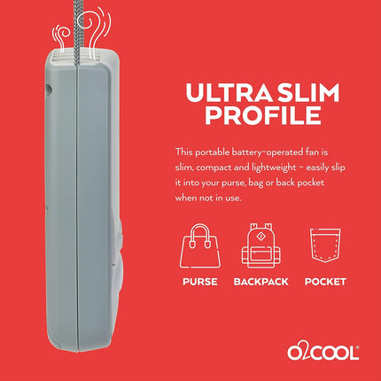 O2Cool Battery Powered Necklace Fan With Led Light, Lanyard, For Personal Cooling And Safety