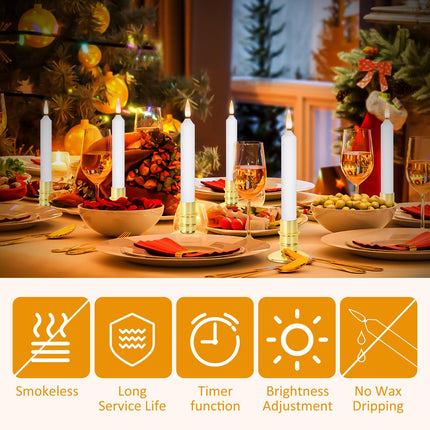 Verdenu Christmas Window Candles, 12 PCS Battery Operated Flameless Window Candles with Remote & Timer, 3D Flickering LED Window Lights Flickering Taper Candle for Christmas Wedding Party Decorations