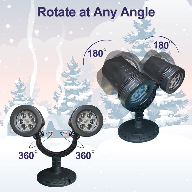 Christmas Snow Projector Outdoor, LED Snowflake Projector Snowfall Lights, IP65 Waterproof Dynamic Falling Snow Effect for Holiday Garden, Party, Halloween Landscape Decoration
