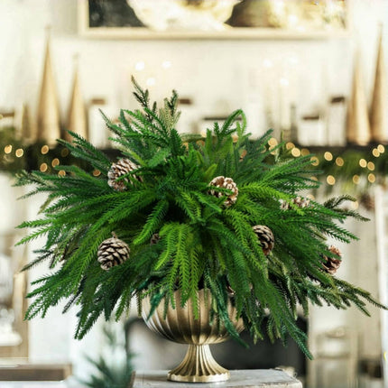 Christmas Norfolk Pine Branches, 8Pcs Christmas Greenary Stems, Real Touch Norfolk Pine Stems with 6Pcs Pine Cones Picks for Christmas Wreath Garland Home Decor (8)