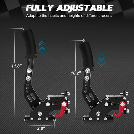 aikeec 64Bit PC USB Handbrake, Upgrade SIM Racing Games Handbrake for LO GITECH G25 G27 G29 T500 T300 THRUST MASTER FANATECOSW DIRT RALLY, 2M Nylon Cable/Reinforced Spring/Black+Clamp