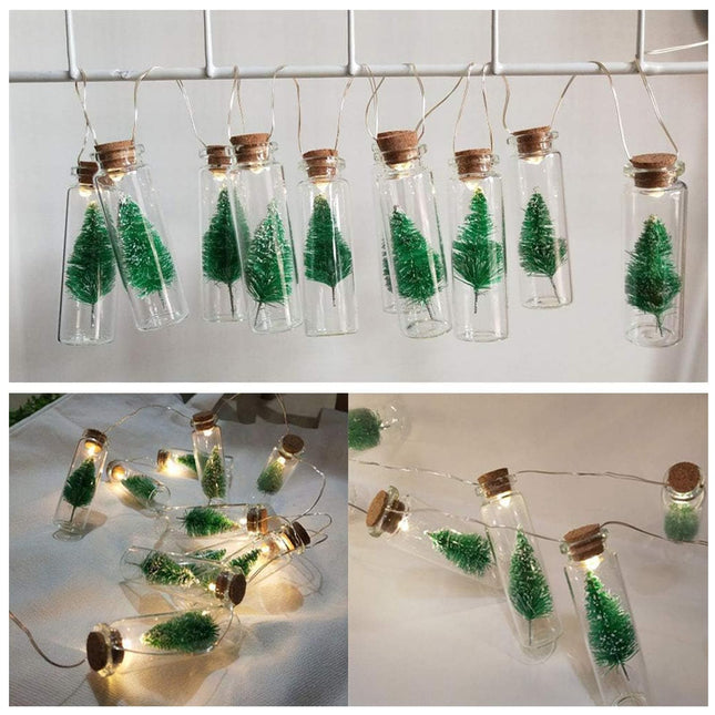 Mini Christmas Tree Lights Battery Operated Clear Glass Jar Bottle String Lights 10 LED Warm White Fairy Lights for Indoor Home Bedroom Wedding Birthday Party Decoration