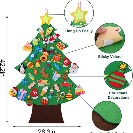 Felt Christmas Tree - 3.5 FT Wall Felt Christmas Tree for Kids with 40 Pcs Ornaments, DIY Xmas s for Christmas Decorations