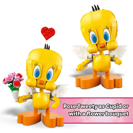 LEGO Looney Tunes Sweetheart Tweety Bird Building Toy for Adults & Kids - Tweety Figure W/Display Pedestal & Accessories for Girls & Boys Ages 12+ - Gift & Craft for Valentine's Day - 40824
