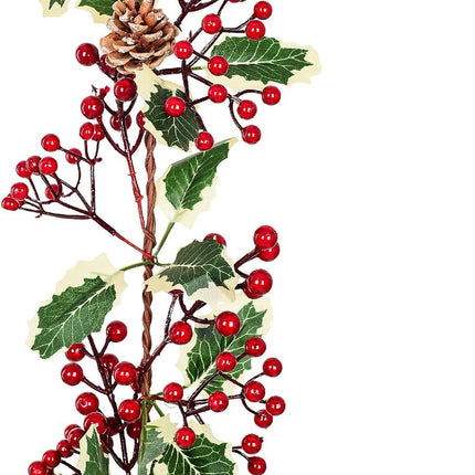 Artiflr 7FT Red Berry Christmas Garland with Pine Cone Garland Artificail Berry Garland Indoor Outdoor Garden Gate Hone Decoration for Winter Holiday Year Decor