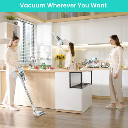 Belife Cordless Vacuum Cleaner, 38Kpa 450W Stick Vacuum Cleaners For Home Carpet Hardwood Floor, Wireless Household Vaccum For Pet Hair With Led Touch Display, Up To 45Mins Runtime White