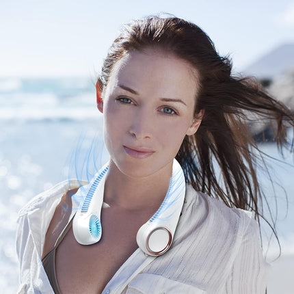 Neck Fan Portable Rechargeable, Personal Cooling Wearable Fan, HandsFree Bladeless Fan, 78 Air Outlets, Low Noise, 3Speed Adjust