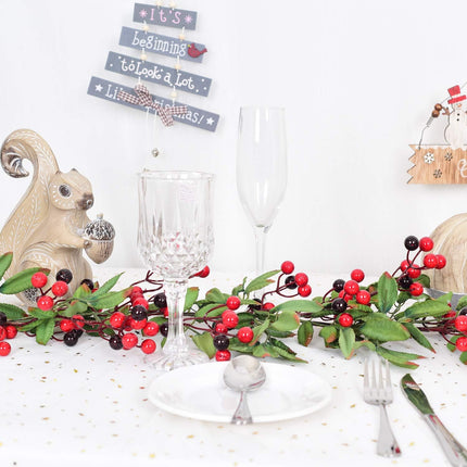 Artiflr 5.83 FT Red Berry Christmas Garland with Pine Cone Garland Artificail Berry Garland Indoor Outdoor Garden Gate Home Decoration for Winter Holiday Year Decor