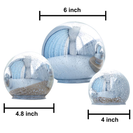 Lighted Mercury Glass Ball Table Lamp, Silver Cordless Glass Orb Christmas Decor Ball Led Light Globe, Modern Light Up Battery Operated Sphere Glass Night Light for Home Bedroom Indoor Decor, Middle