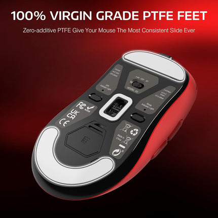 X3 Lightweight Wireless Gaming Mouse with Tri-Mode 2.4G/USB-C Wired/Bluetooth,Up to 26K DPI, PAW3395 Optical Sensor,Kailh GM8.0 Switch,5 programmable Buttons for PC/Laptop/Win/Mac(Red)