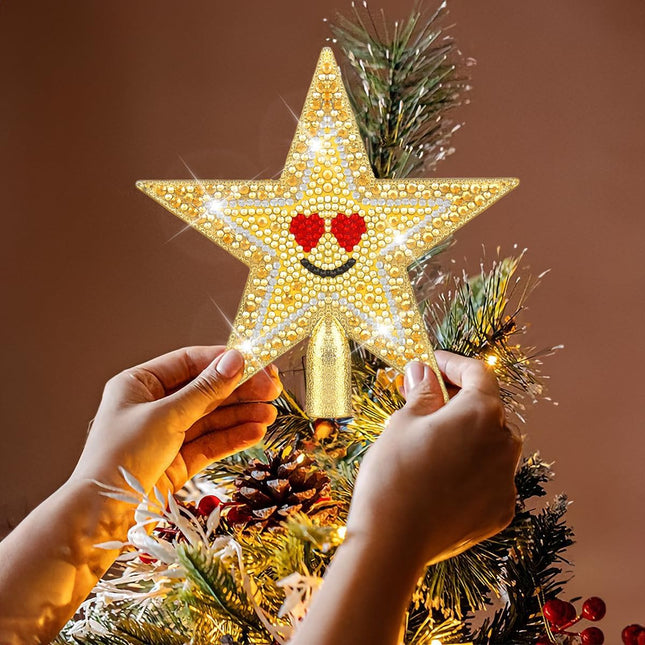 Diamond Art Painting Mini Christmas Tree Topper，Diamond Art Star Topper for Christmas Tree，Christmas Decorative Holiday Bethlehem Star Ornament