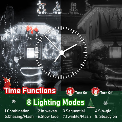 XURISEN d 403FT 1000 LED Christmas Lights Outdoor, Super Long String Lights 8 Modes & Memory Timer Plug in Fairy Lights for Home Xmas Tree Party Wedding Decor -Cool White