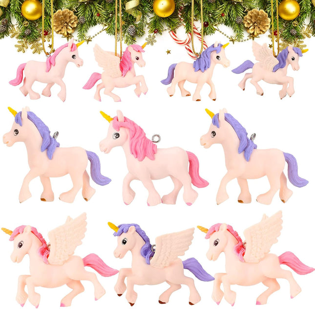 24 Pieces Christmas Tree Ornaments Unicorn Christmas Decor Pink Purple Unicorn Christmas Tree Hanging Ornament s for Girls Kids Friends Birthday Party Supplies