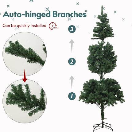4.5FT Pre-Lit Faux Cashmere Christmas Tree, Snow Velvet Pine Needle Christmas Tree with 100 Warm White Lights with Ornaments, Collapsible Metal Base for Home Store Party Holiday Decorations