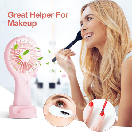 Chnlml Handheld Rechargeable Fan,Portable Mini Pocket Hand Fan Battery Powered With Base Eyelash Nail Art Make Up Fan For Girls