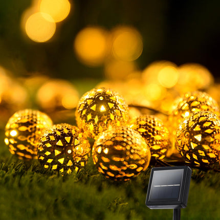 Solar String Lights for Outside, 9.8FT 20LED Outdoor Solar String Lights with 8 Mode, Moroccan Solar Fairy Lights, Waterproof Globe Solar Twinkle Lights for Outside Garden Patio Wedding, Warm White