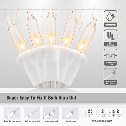 Icicle Lights Outdoor, 23FT 200 Connectable Icicle Christmas Lights,Warm White Plug in Curtain String Lights for Indoor Wedding Party Holiday Xmas Yard Patio Window Decorations