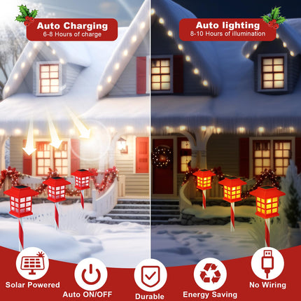 6 Pack Solar Chrismas Pathway Lights Outdoor Waterproof LED Landscape Lights Decoration Candy Cane Stake Light for Garden Yard Patio Lawn Driveway Walkway (Warm White,6)