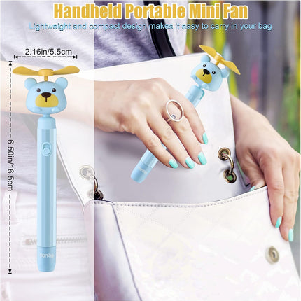 Mini Portable Fan, Personal Mini Handheld Fan, Replaceable Battery Small Pocket Fan, Adorable Cartoon Little Fan For Travel