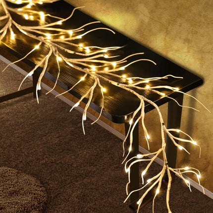 TURNMEON 6Ft 54 LED Lighted Birch Garland Prelit Branches with Timer 8 Modes Warm White Lights Battery Operated Prelit Twig Vine Garland for Mantle Fireplace Table Christmas Decorations Indoor Outdoor