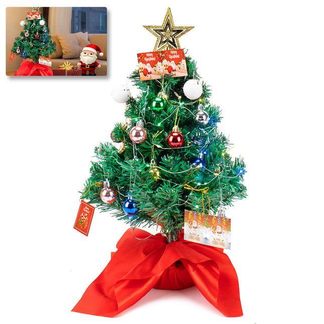 Yostyle Tabletop Mini Christmas Tree, 20 Inch Artificial Small Xmas Tree Decor with Star Tree Topper, Christmas Ball, and Wish Card for DIY Christmas Holiday Season Decorations
