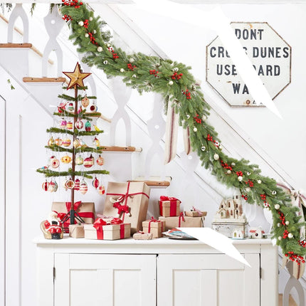 6Ft Christmas Pine Garland, Christmas Greenery Garland Realistic Spruce Garland Artificial Pine Leaves for Holiday Mantel Fireplace Table Centerpiece Decor