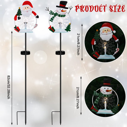 4 Pack Christmas Metal Lights Outdoor Solar Stake Light Snowman Christmas Garden Stake Light with Warm Lights Solar Christmas Yard Decor for Garden Lawn Pathway Holiday Winter (Lovely Style)