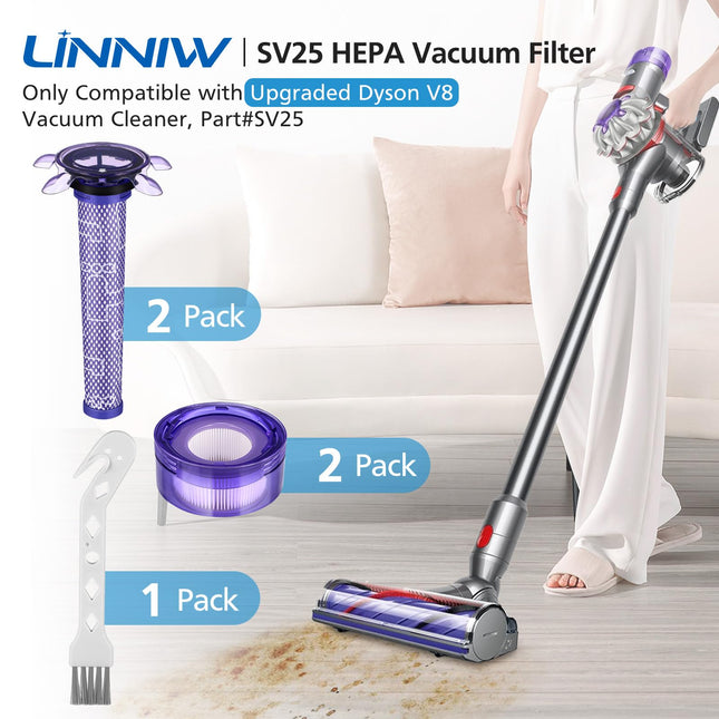 d V8 Vacuum Filter Kit Compatible With Dyson V8 Version Sv25 Dyson V8 Animal Extra 40590101Dyson V7 Model Sv37 Cordless Vacuum, 2 Filter Kits, Replaces Part 96566105