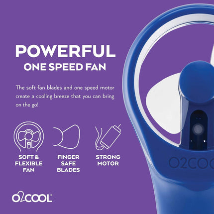 O2Cool 2 Pack Elite Battery Powered Handheld Water Misting Fans Blue