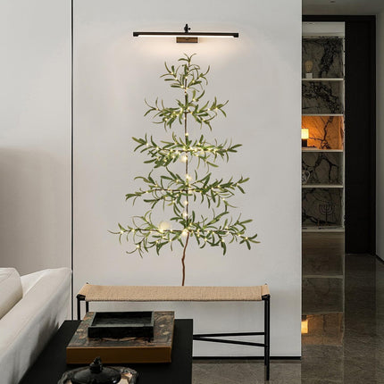 Fudios Lighted Wall Tree Artificial Olive Leaf with Timer 3.5FT 140 LED Fairy Lights for Home Room Christmas Holiday Decoration