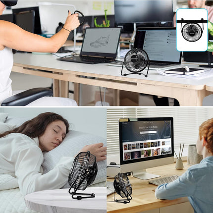 4 Inch Mini Fan With Metal Construction,Powerful Usb Powered,360° Rotation Desk Personal Cooling Usb Fans Small Quiet For Home
