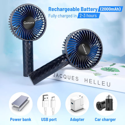 Charmp Portable Handheld Fan, Small Personal Fan With Rechargeable Battery Small Fan With 3 Speeds Hand Fan For Outdoor Camping