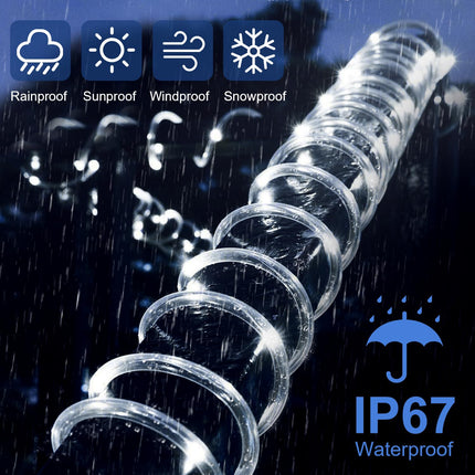 LED Rope Lights Outdoor, 108 LEDs 16Ft Connectable and Flexible Strip Lights with Holder, 110V Plug Waterproof Classic Clear Tube Lights for Indoor Outdoor Tree Garden Party Wedding Christmas (White)