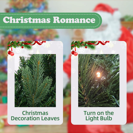 9 FT Lighted Christmas Garland, Pre-lit Christmas Garland with 50 Warm Lights, Artificial Garland for Fireplace, Stairs Railing, Front Door, Indoor and Outdoor