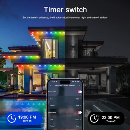 Permanent Outdoor Lights, 105ft Outdoor String Lights Smart RGB with 72 Scene Modes, IP67 Waterproof Holiday Lights for Outside, APP and Remote Control Party Holidays
