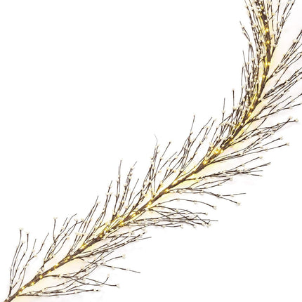 LampLust Christmas Garland with Lights, 6 Ft Lighted Garland, 100 LED Light, White Berry Garland, Battery Powered, Timer Included, Christmas Decorations Indoor, Fall Garland for Mantle, Holiday Decor