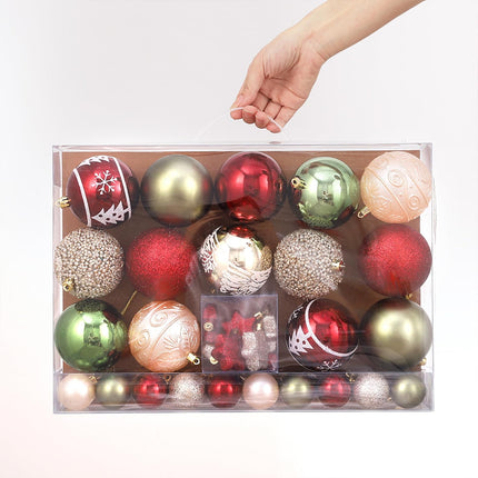 42 Pcs Christmas Ball Ornaments Set Burgundy Army Green Champagne Shatterproof Christmas Tree Decorations Glittering Decorative Hanging Ornament Bulk for Xmas Tree Wreath and Holiday Party Decor